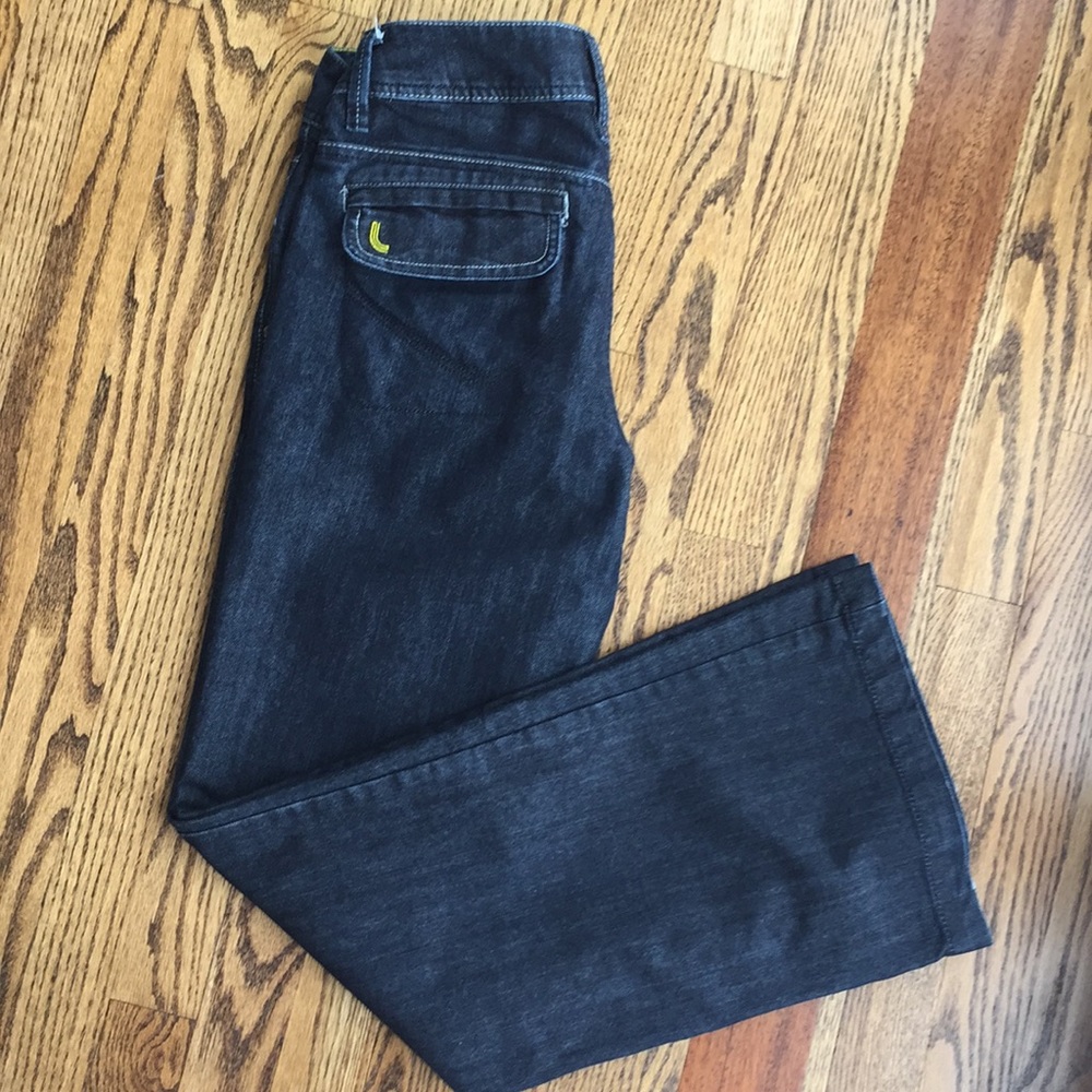 Lole Organic Jeans Size 6, Wide Leg, Dark Wash